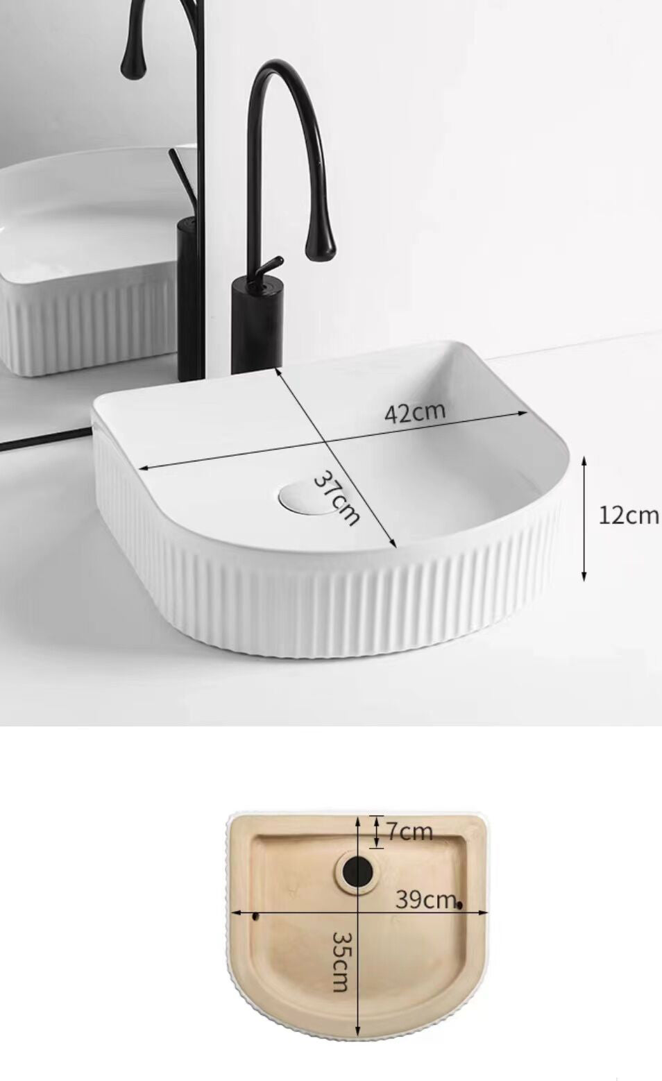 Madison Fluted Ceramic Basin