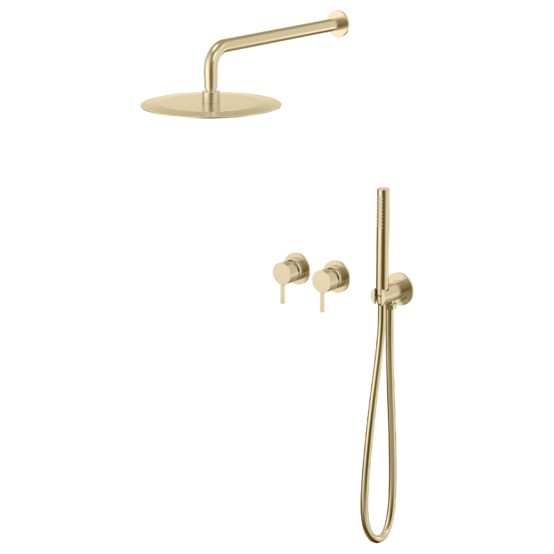 Ainhoa Twin Round Wall Shower Set - Brushed Brass